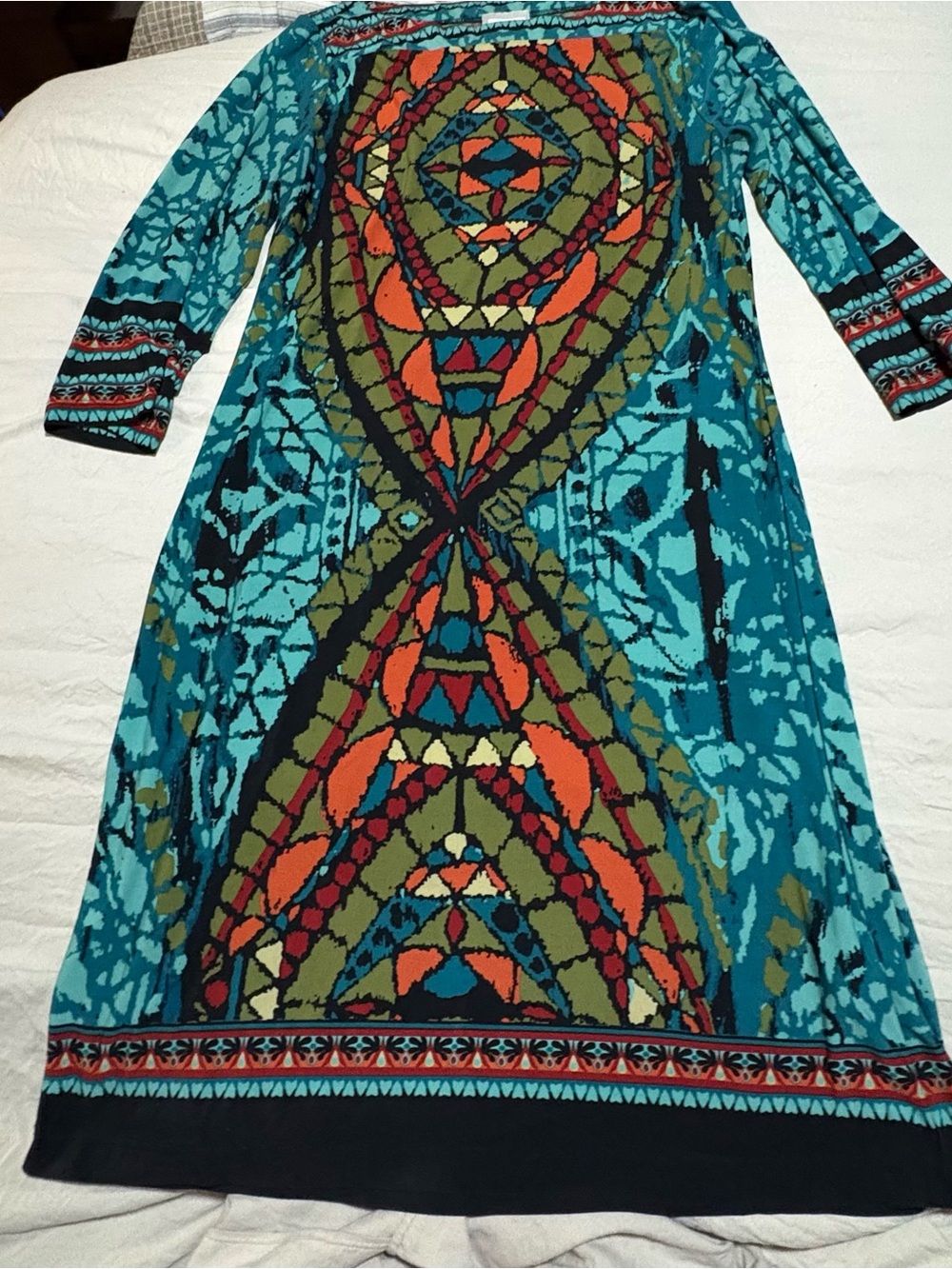 Vibrant Teal Printed Dress